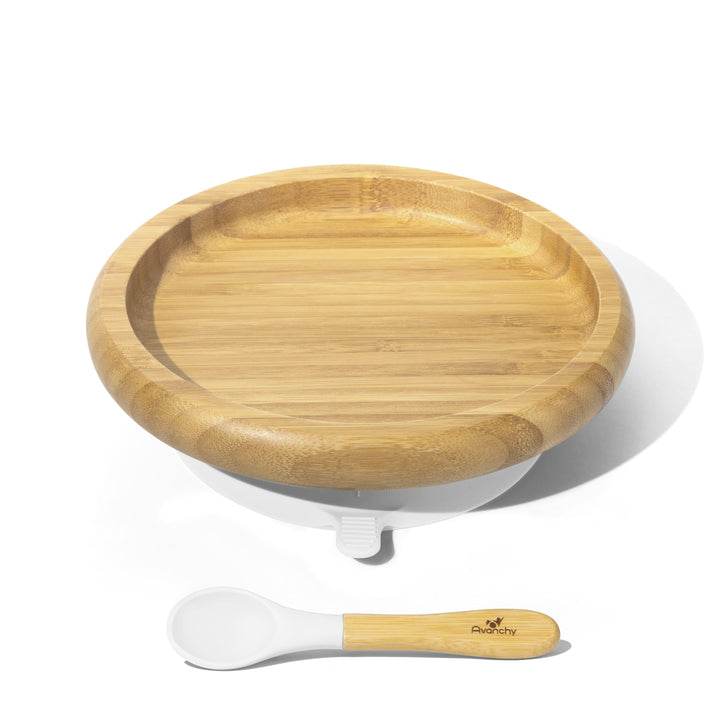 Baby Open Plate + Spoon | Bamboo & Silicone