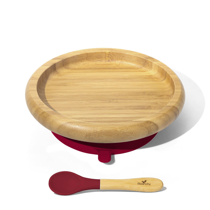 Baby Open Plate + Spoon | Bamboo & Silicone