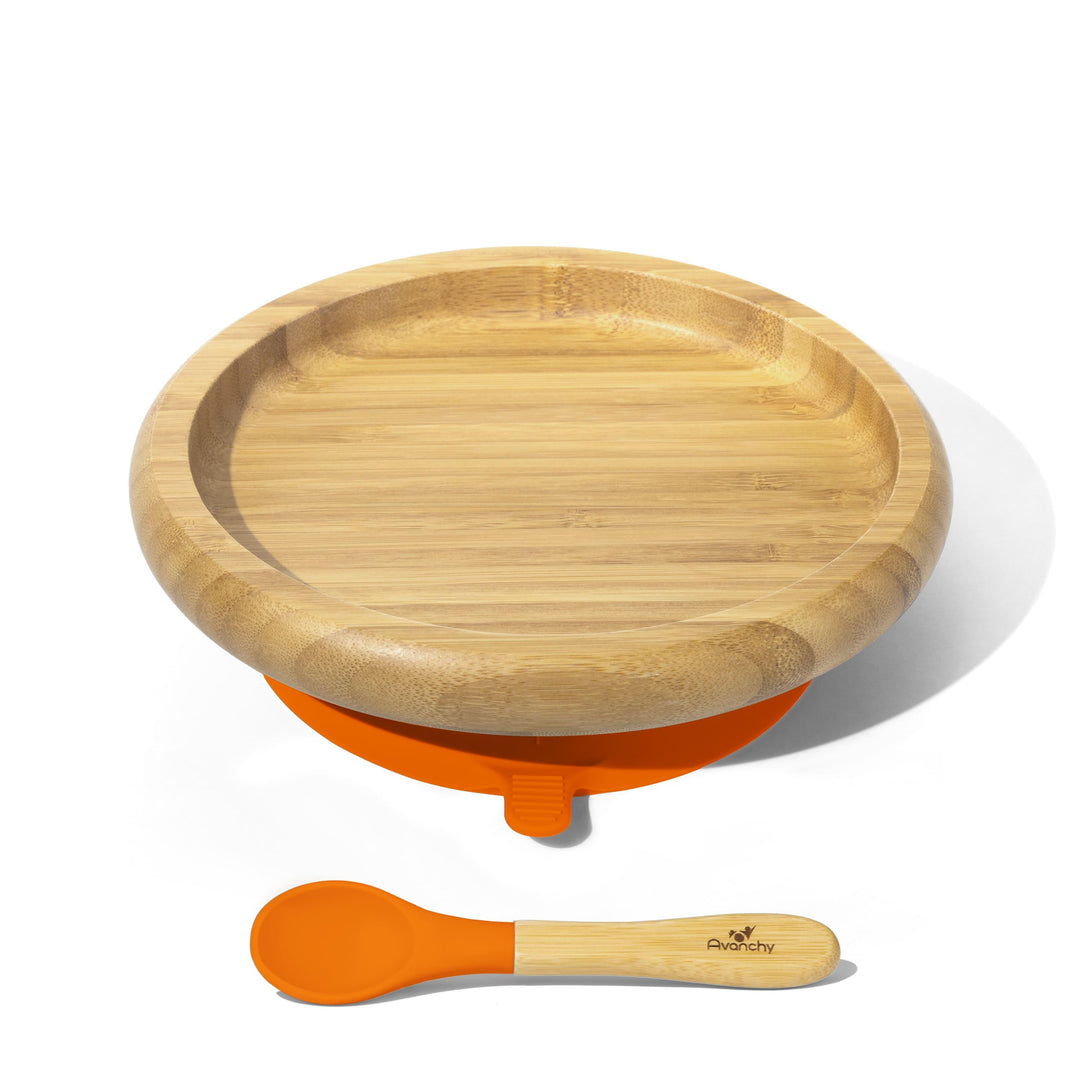 Baby Open Plate + Spoon | Bamboo & Silicone