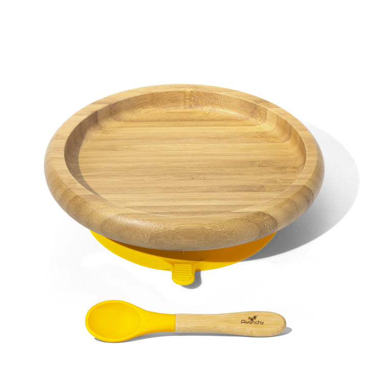 Baby Open Plate + Spoon | Bamboo & Silicone