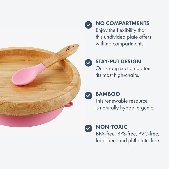 Baby Open Plate + Spoon | Bamboo & Silicone