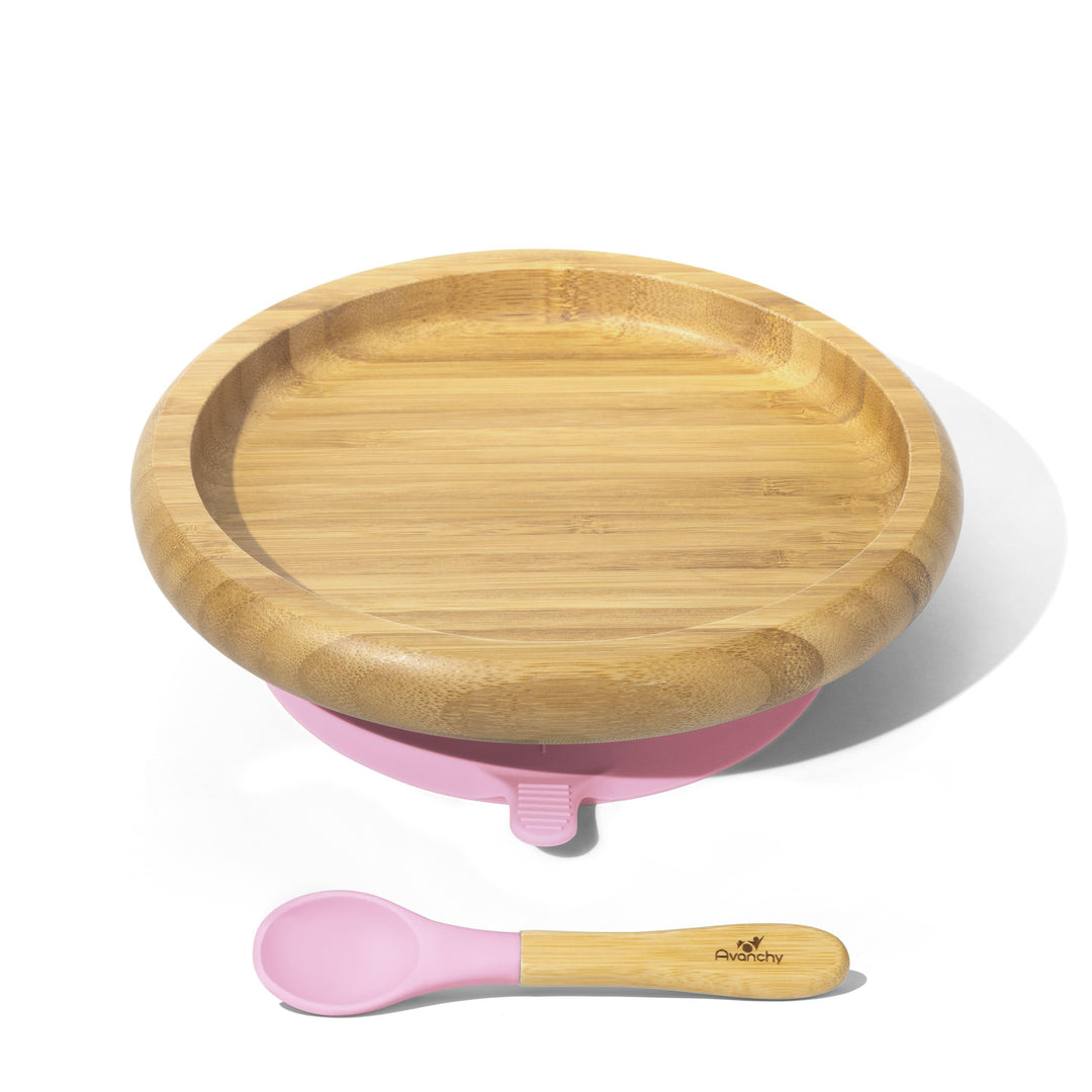 Baby Open Plate + Spoon | Bamboo & Silicone