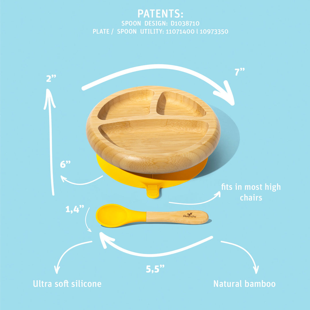 Baby Divided Plate + Spoon | Bamboo & Silicone