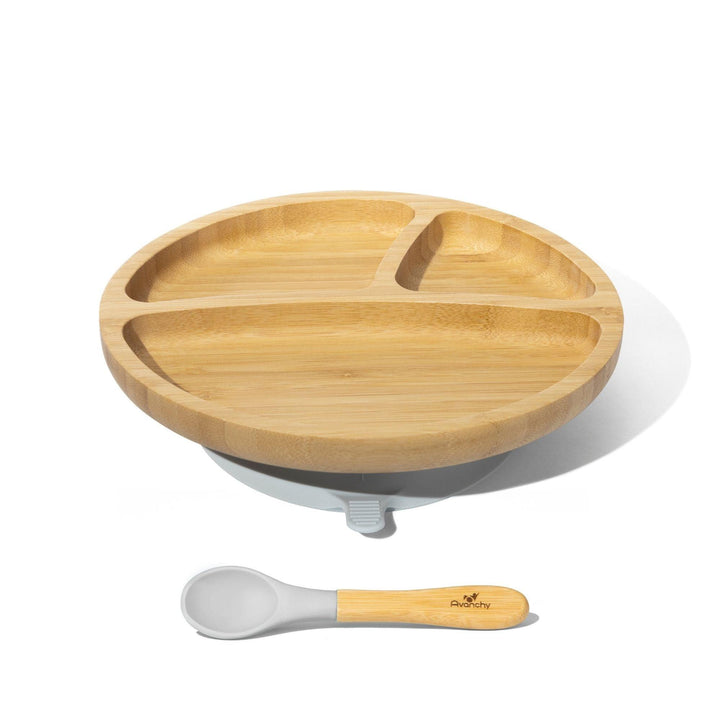 Toddler Divided Plate + Spoon | Bamboo & Silicone
