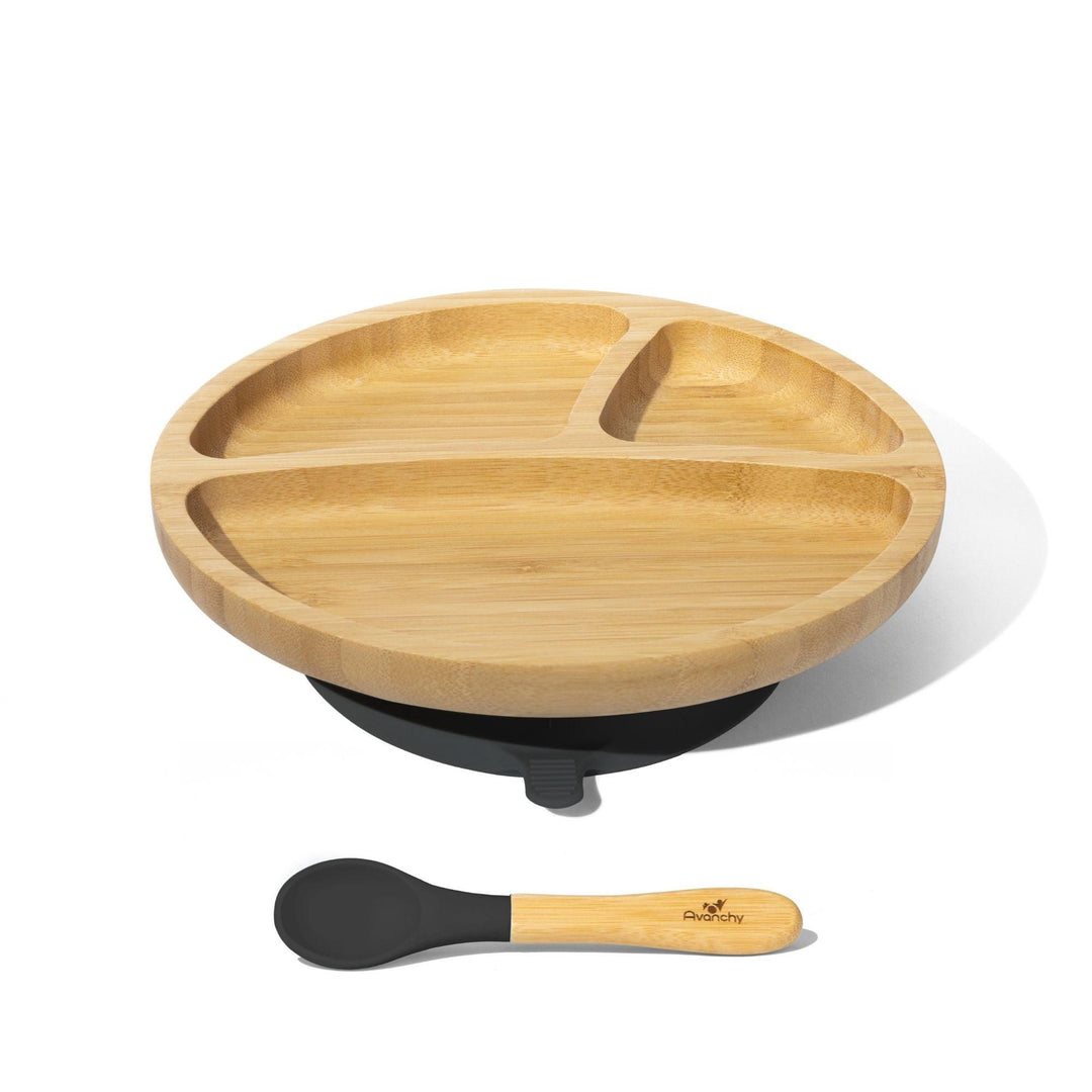 Toddler Divided Plate + Spoon | Bamboo & Silicone