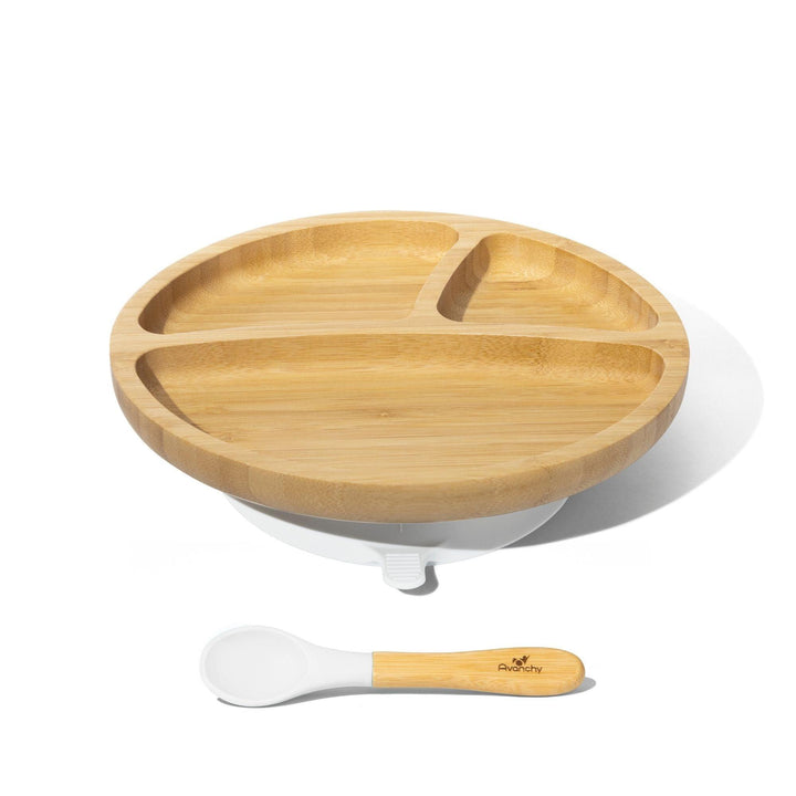 Toddler Divided Plate + Spoon | Bamboo & Silicone