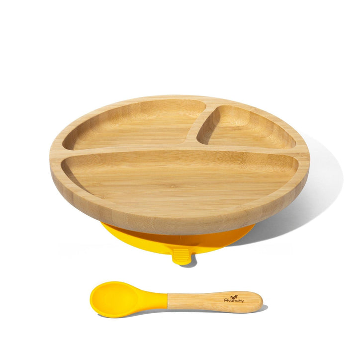 Toddler Divided Plate + Spoon | Bamboo & Silicone