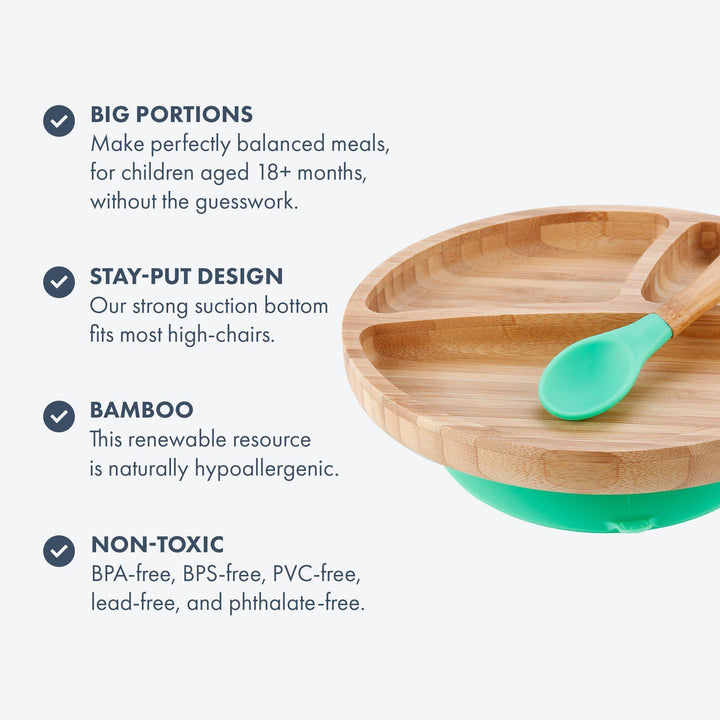 Toddler Divided Plate + Spoon | Bamboo & Silicone