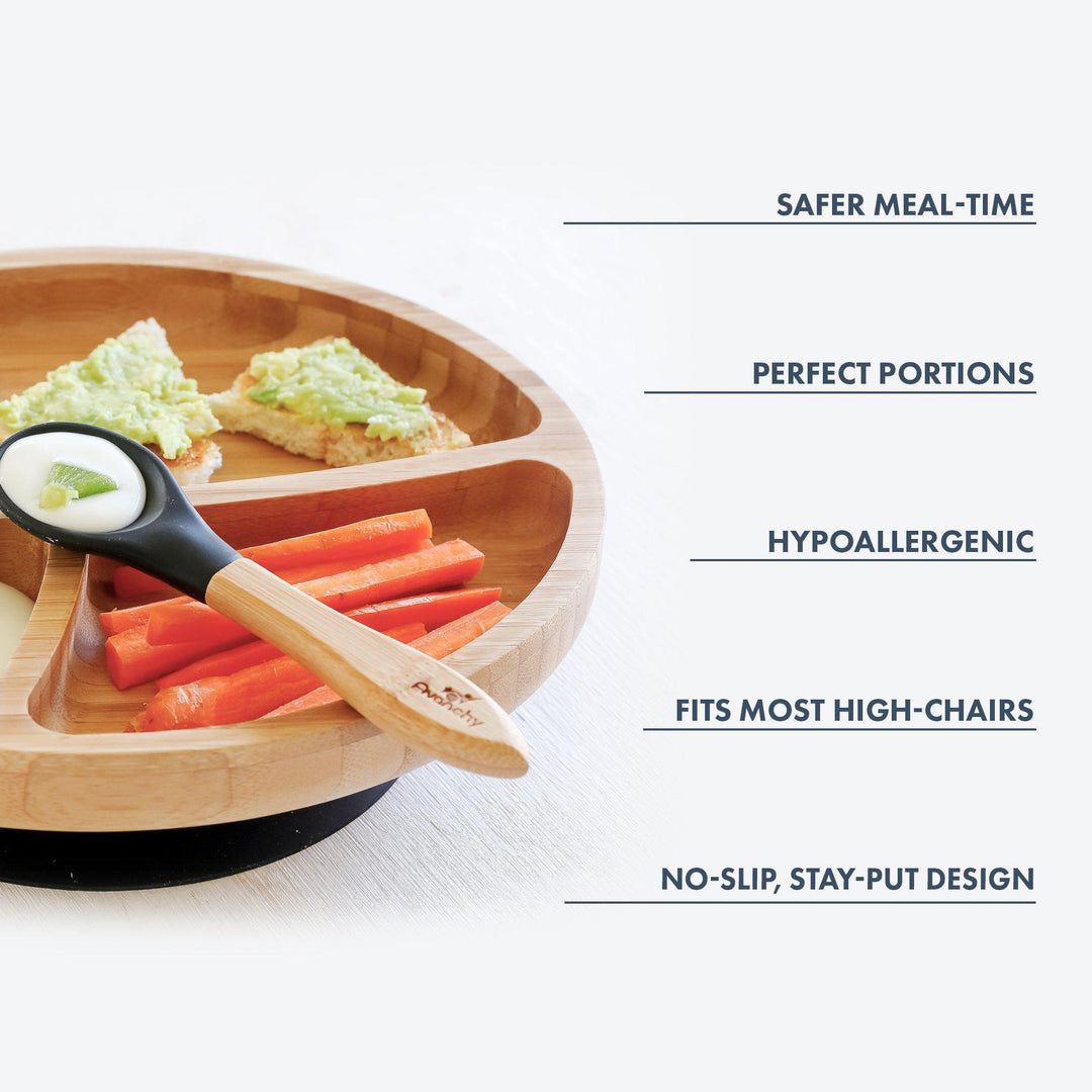 Toddler Divided Plate + Spoon | Bamboo & Silicone