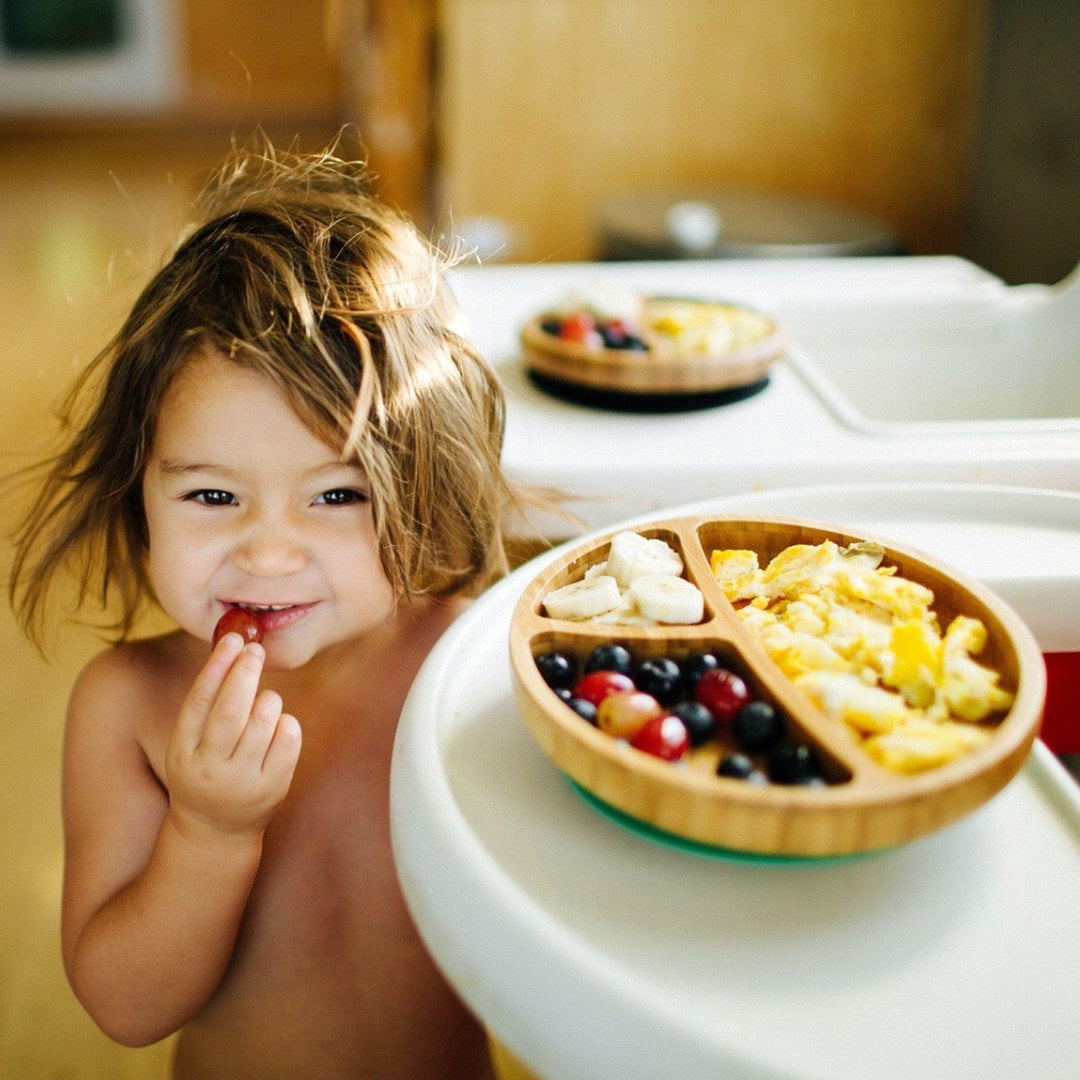 Toddler Divided Plate + Spoon | Bamboo & Silicone