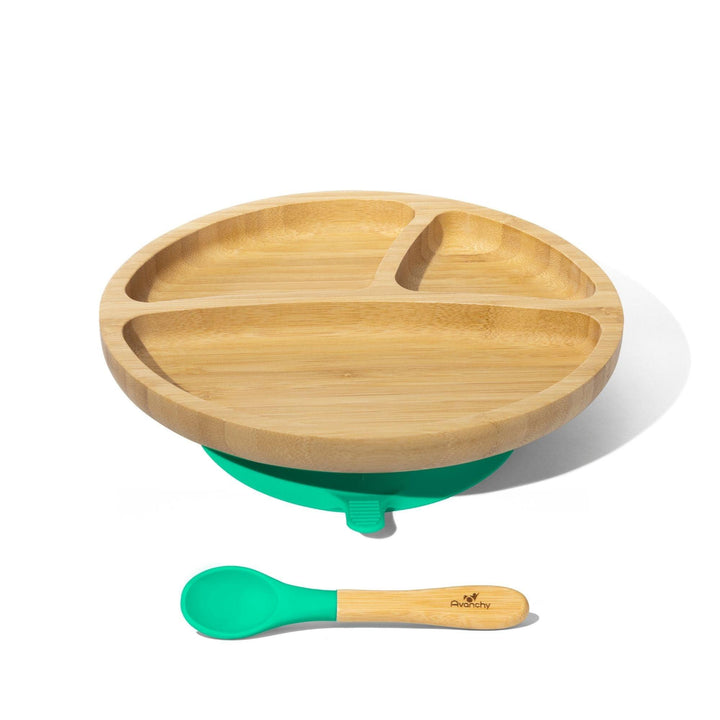 Toddler Divided Plate + Spoon | Bamboo & Silicone