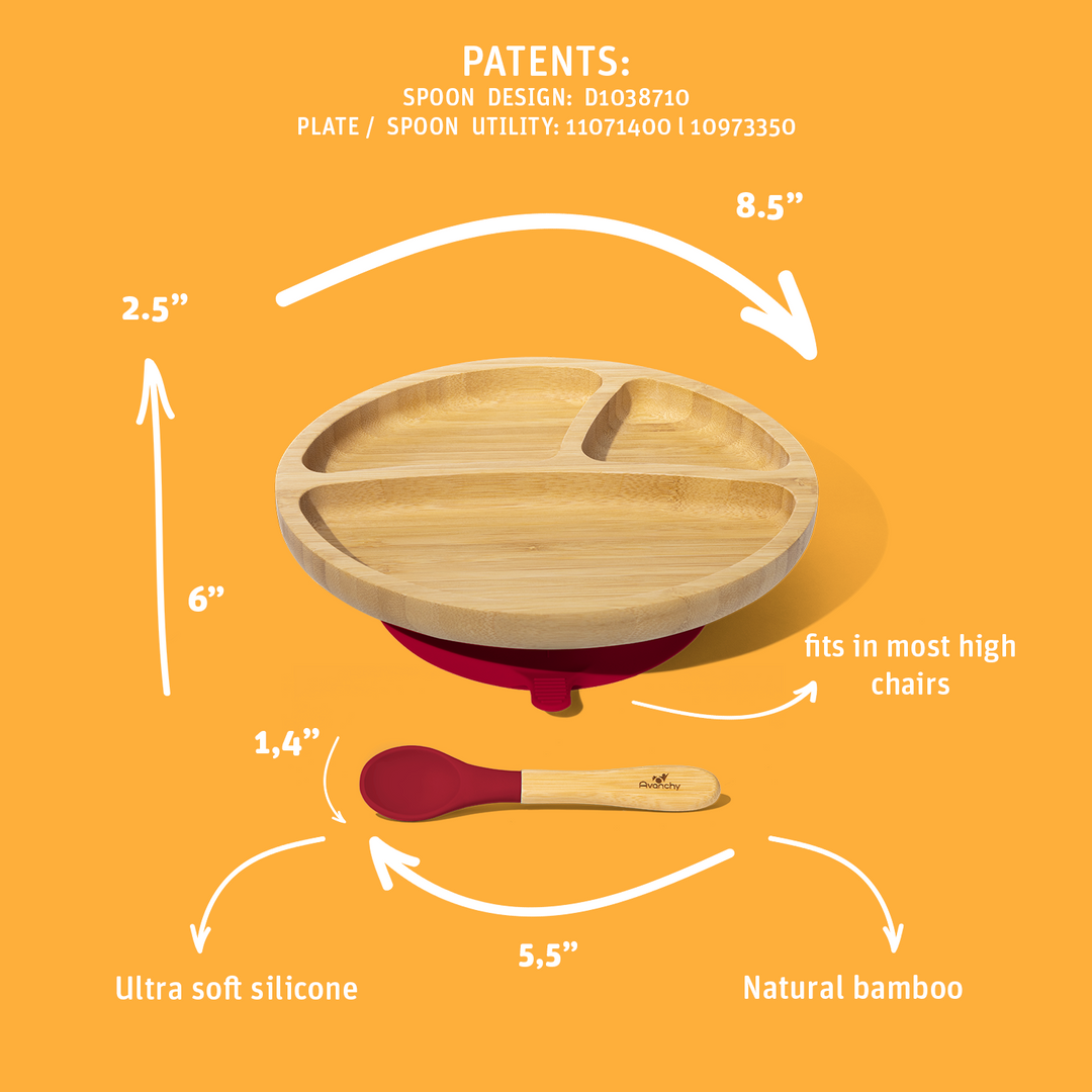 Toddler Divided Plate + Spoon | Bamboo & Silicone