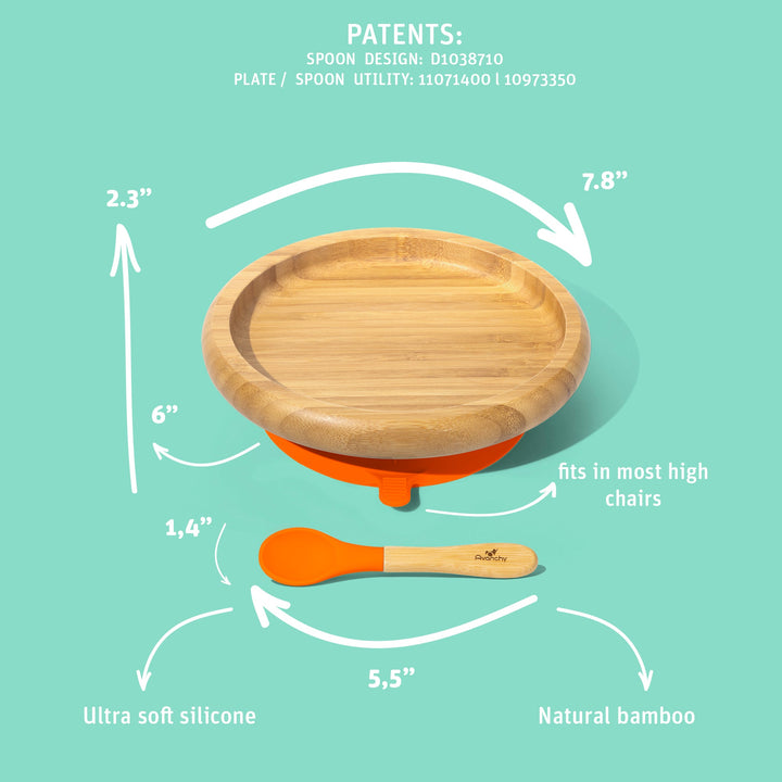 Baby Open Plate + Spoon | Bamboo & Silicone