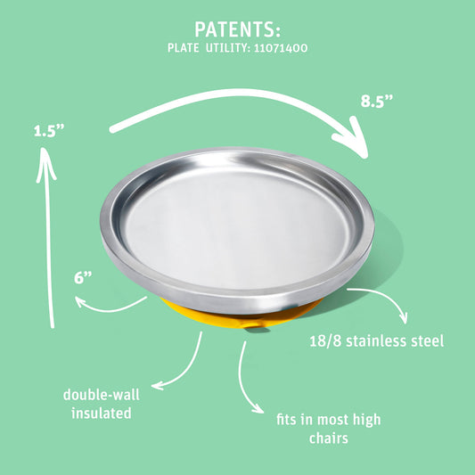 Baby Round Open Plate | Stainless Steel & Silicone
