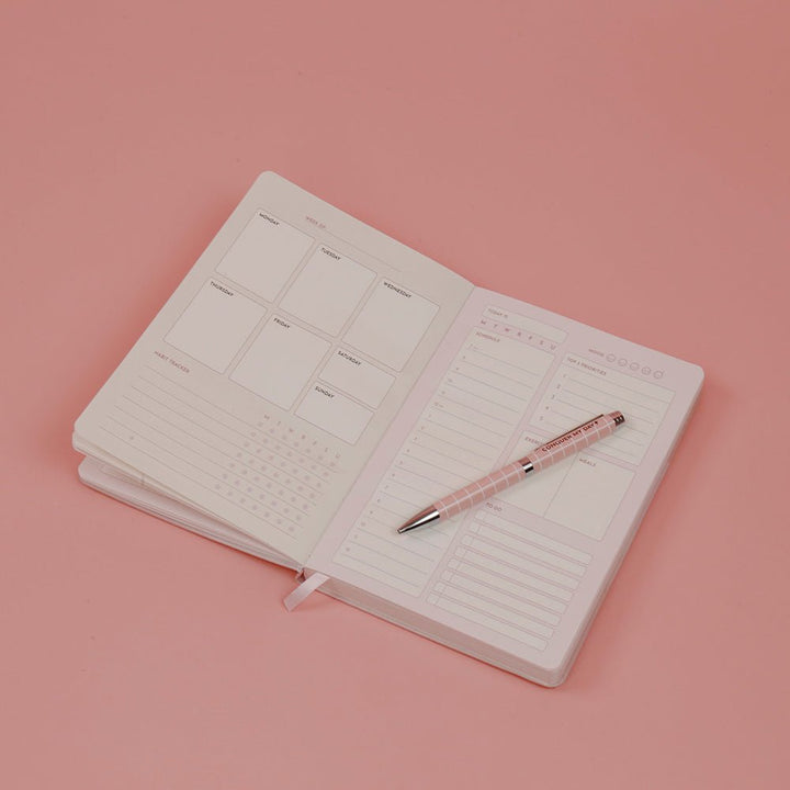 Conquer My Day Hardcover Journal (6 Months Supply, Monthly/Weekly/Daily + Line/Dot Paper) - Designed by Kelly Luc, Limited Edition