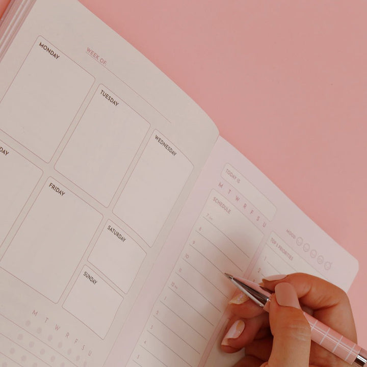 Conquer My Day Hardcover Journal (6 Months Supply, Monthly/Weekly/Daily + Line/Dot Paper) - Designed by Kelly Luc, Limited Edition