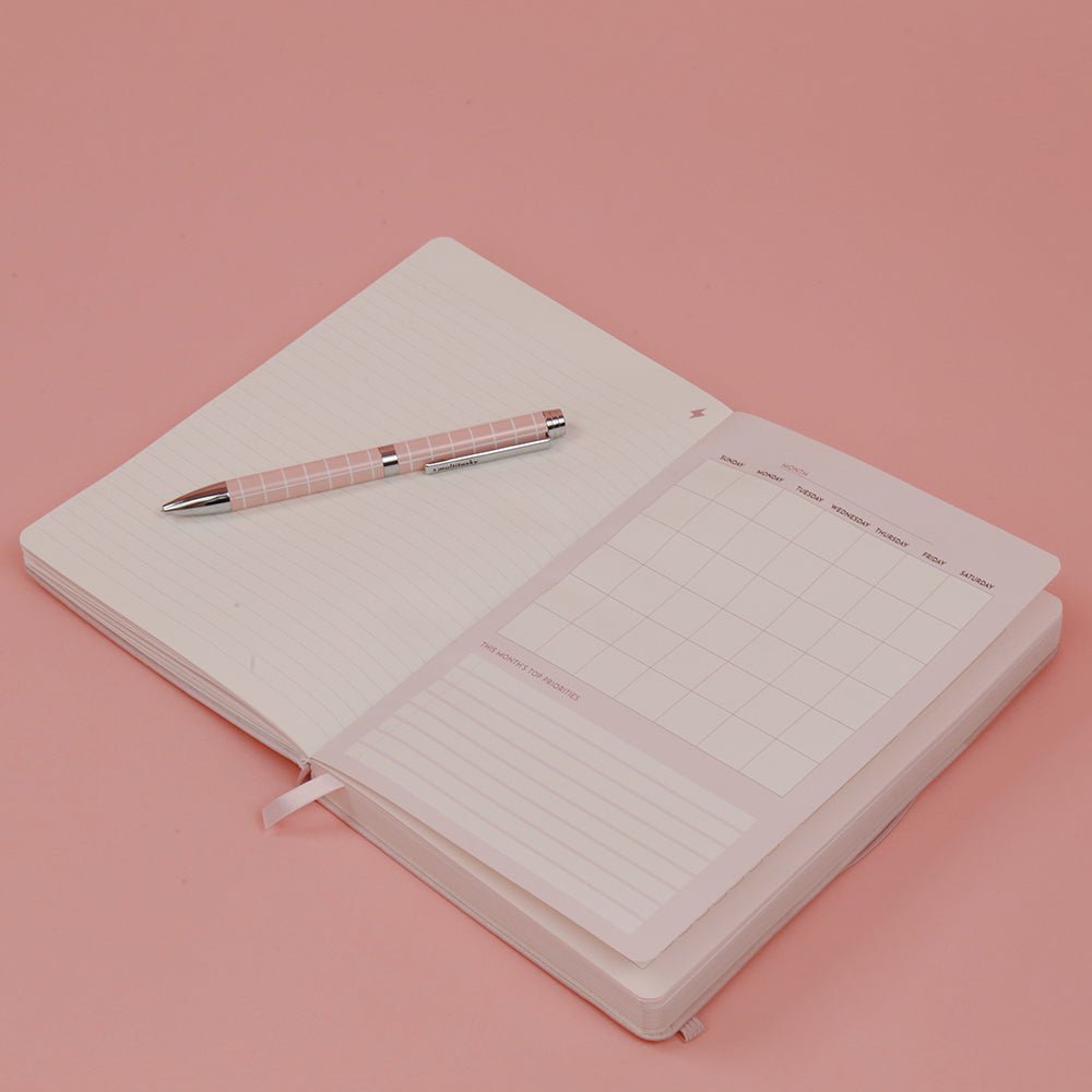 Conquer My Day Hardcover Journal (6 Months Supply, Monthly/Weekly/Daily + Line/Dot Paper) - Designed by Kelly Luc, Limited Edition