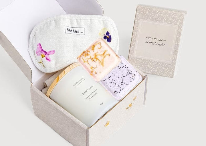 Green Lemon Candle Spa Gift Box,  Relaxing Package with Shower steamers and Eye Mask