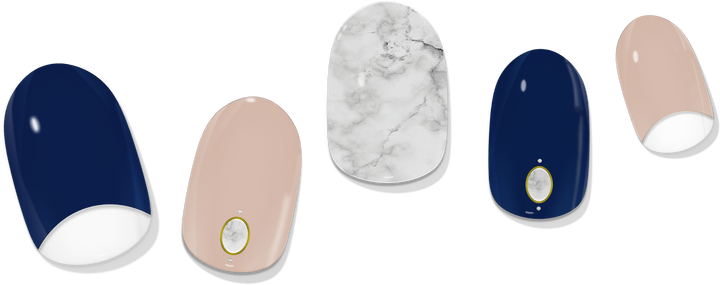 Reverse French Navy & Nude Marble Gel Nail Wrap