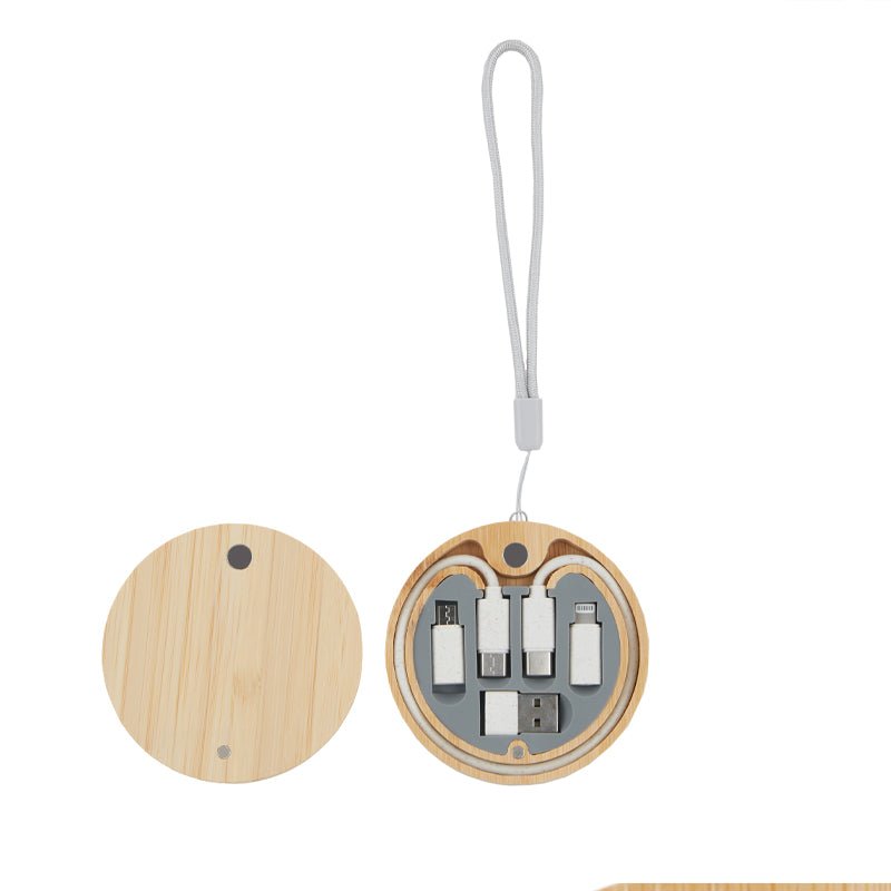 Make It Happen 6-in-1 Multi-USB Bamboo Charging Adapter Cable Kit