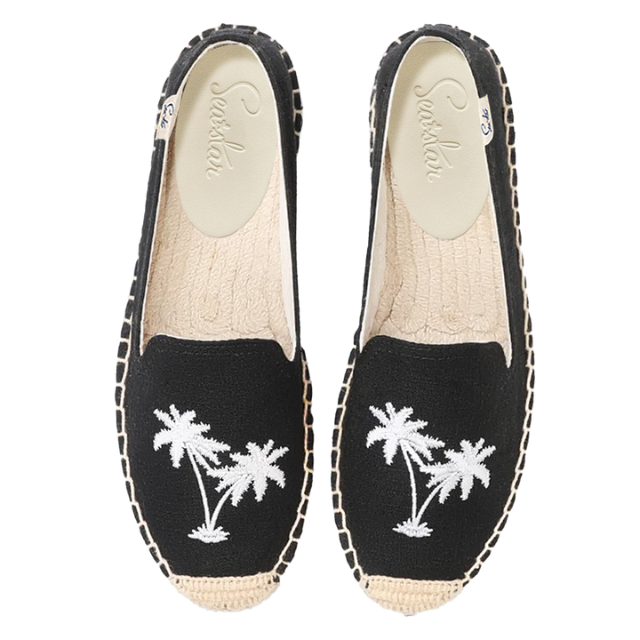Bayside Beach Club Espadrille Palmtree Black
