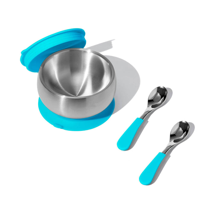 Baby Bowl + Storage Lid + 2 Spoons | Stainless Steel & Silicone