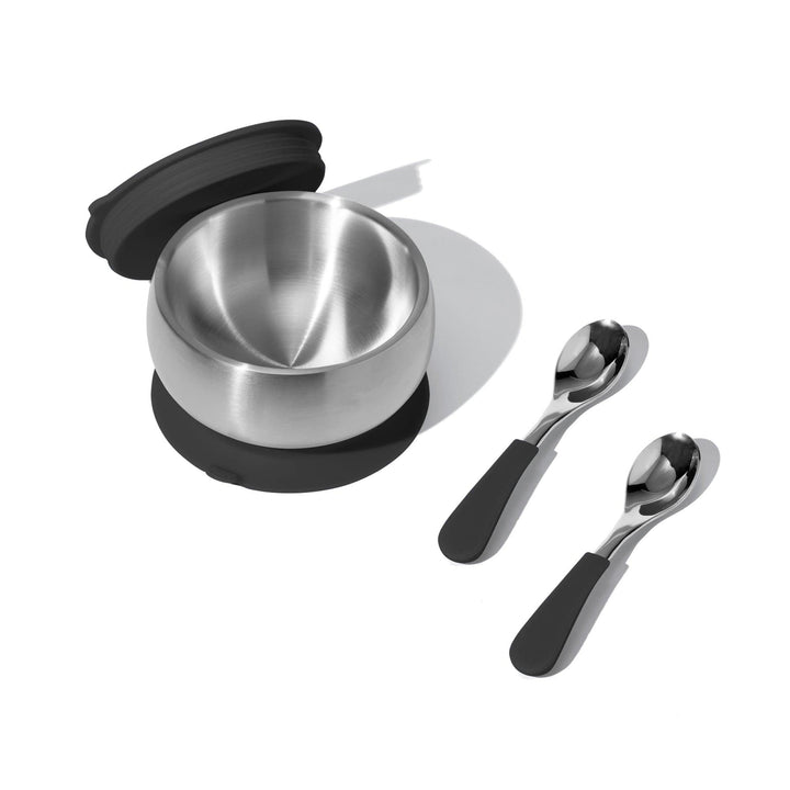 Baby Bowl + Storage Lid + 2 Spoons | Stainless Steel & Silicone