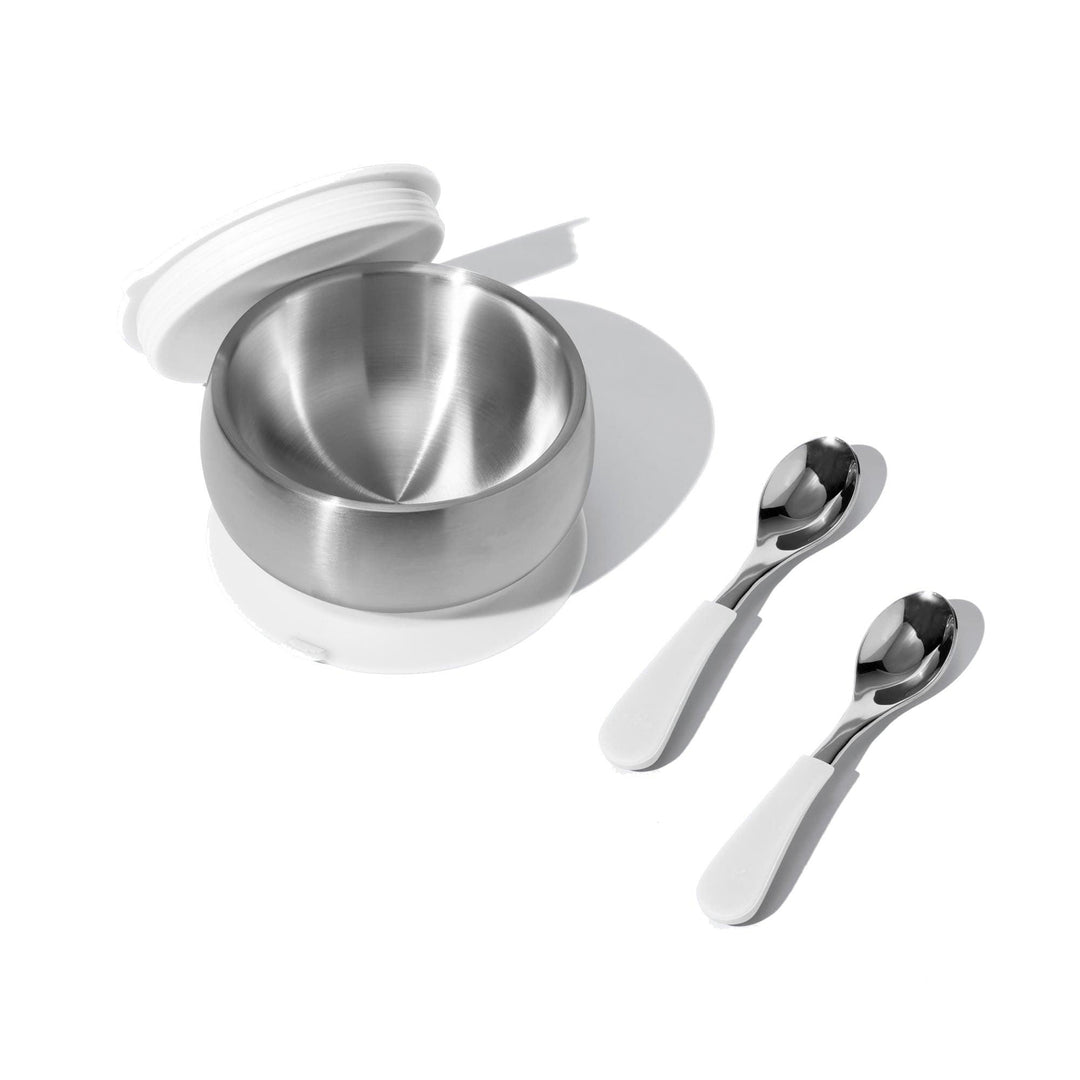 Baby Bowl + Storage Lid + 2 Spoons | Stainless Steel & Silicone