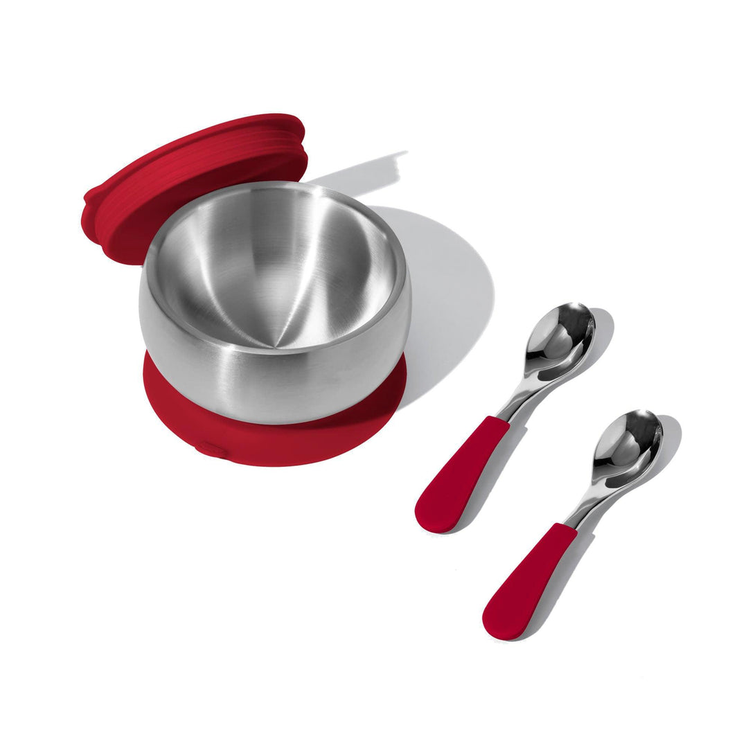 Baby Bowl + Storage Lid + 2 Spoons | Stainless Steel & Silicone