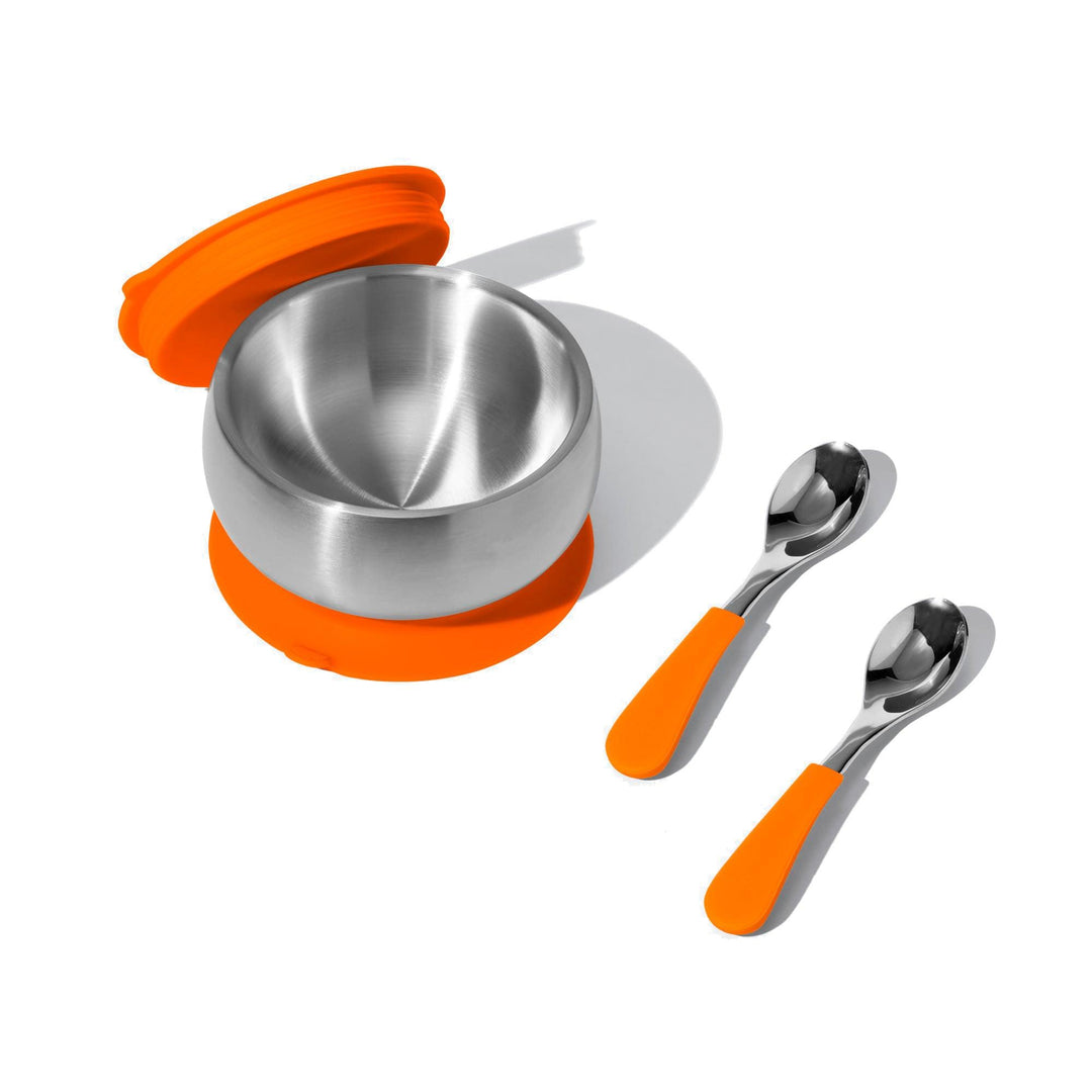 Baby Bowl + Storage Lid + 2 Spoons | Stainless Steel & Silicone