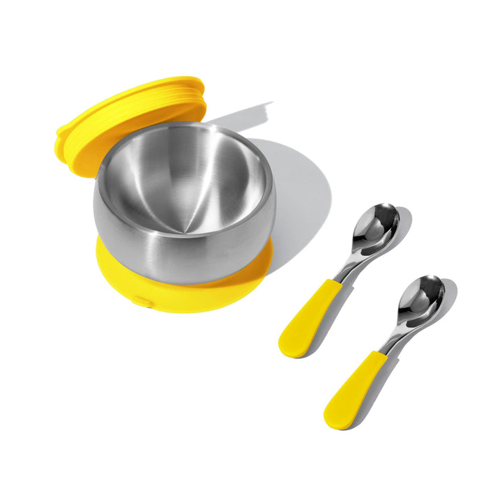 Baby Bowl + Storage Lid + 2 Spoons | Stainless Steel & Silicone