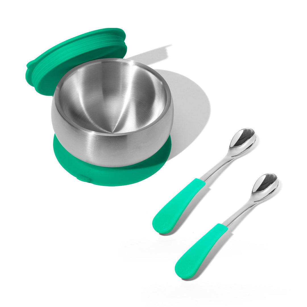 Baby Bowl + Storage Lid + 2 Spoons | Stainless Steel & Silicone