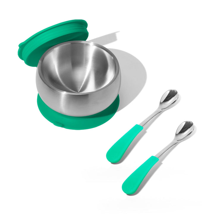 Baby Bowl + Storage Lid + 2 Spoons | Stainless Steel & Silicone