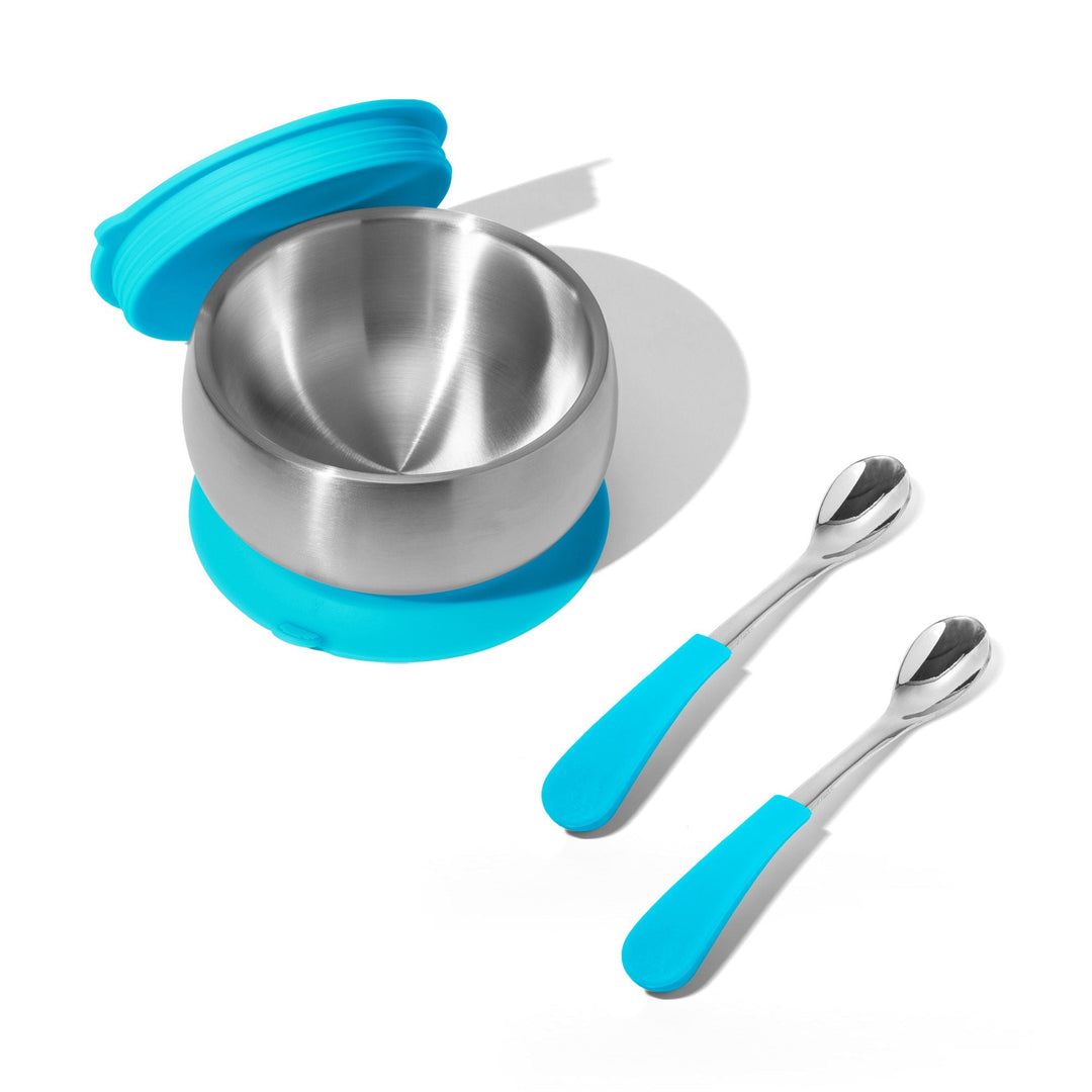 Baby Bowl + Storage Lid + 2 Spoons | Stainless Steel & Silicone