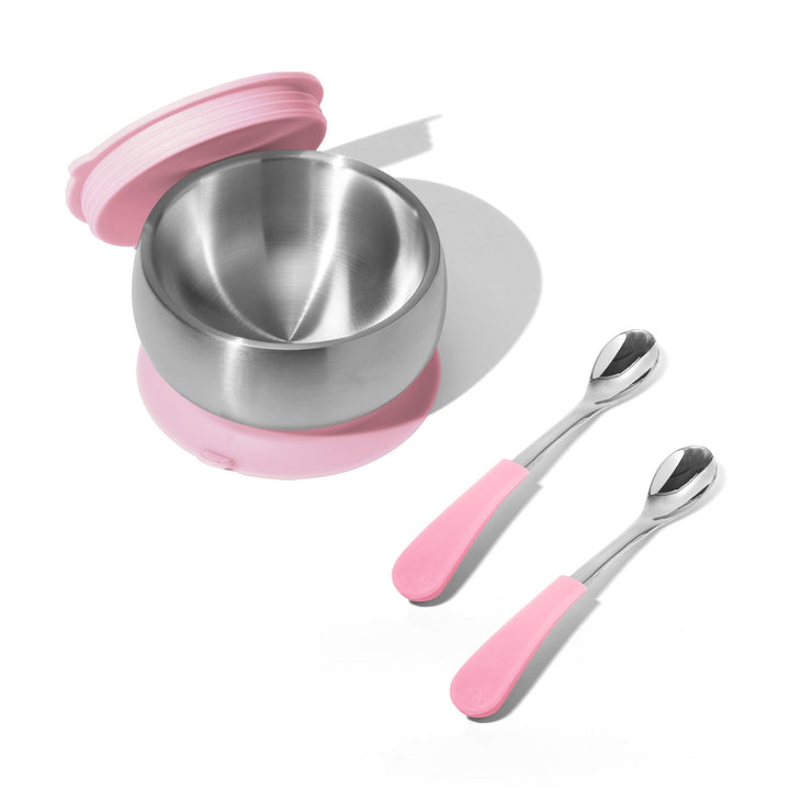 Baby Bowl + Storage Lid + 2 Spoons | Stainless Steel & Silicone