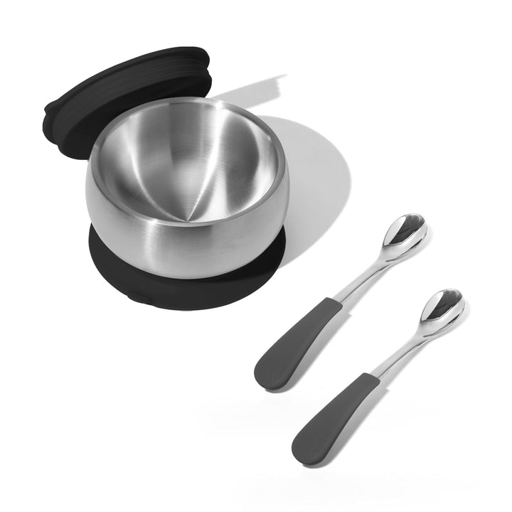 Baby Bowl + Storage Lid + 2 Spoons | Stainless Steel & Silicone