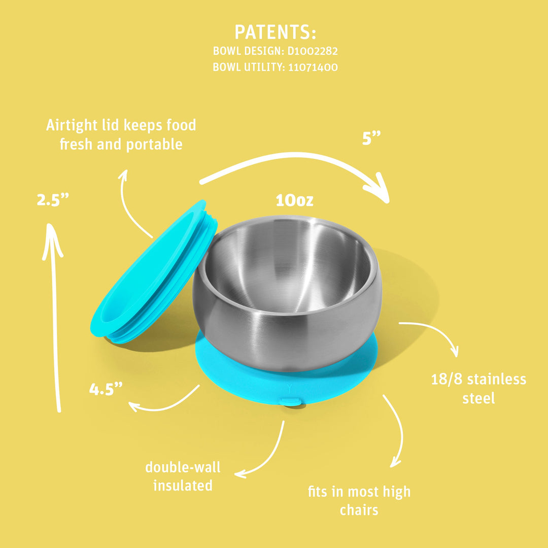 Baby Bowl + Storage Lid + 2 Spoons | Stainless Steel & Silicone