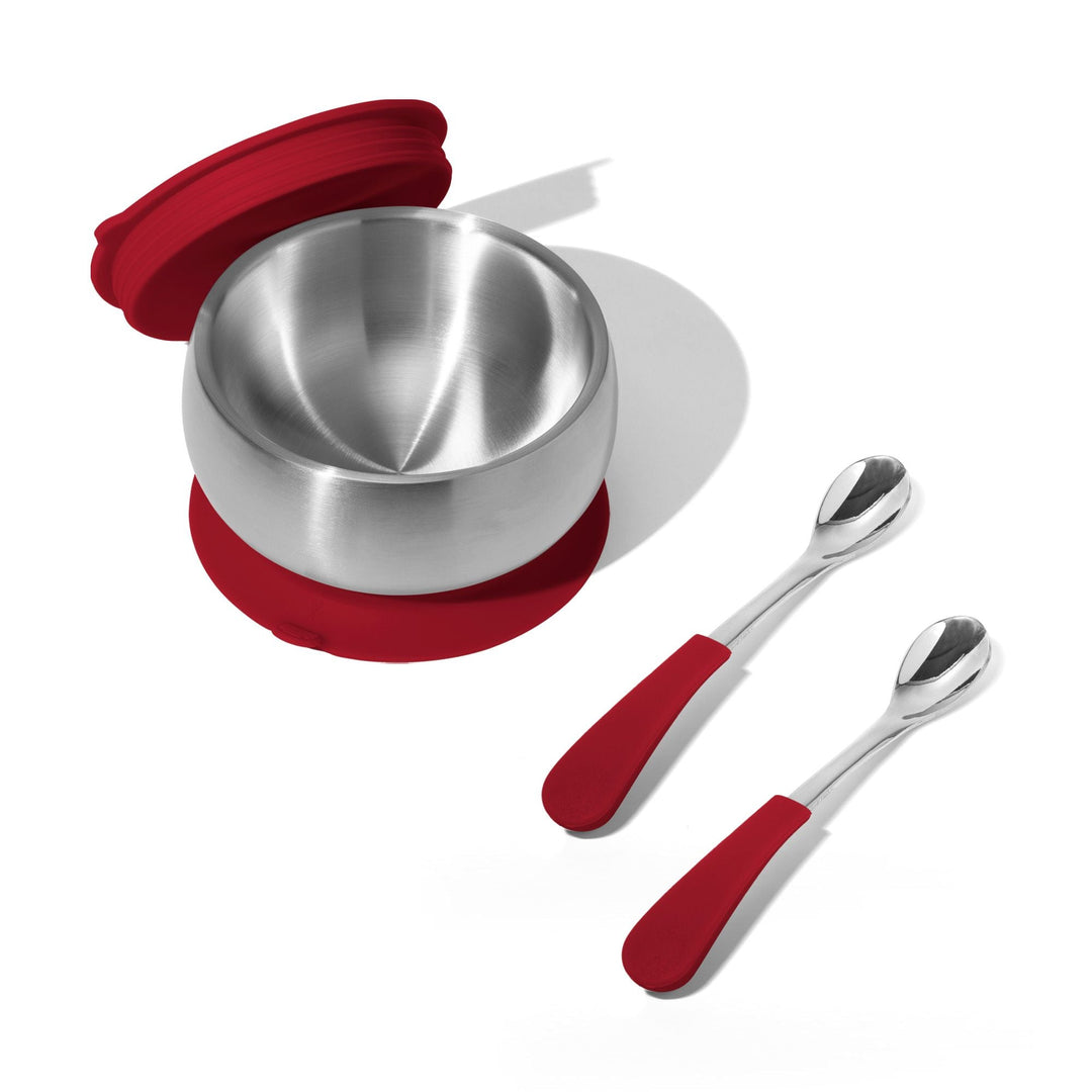 Baby Bowl + Storage Lid + 2 Spoons | Stainless Steel & Silicone