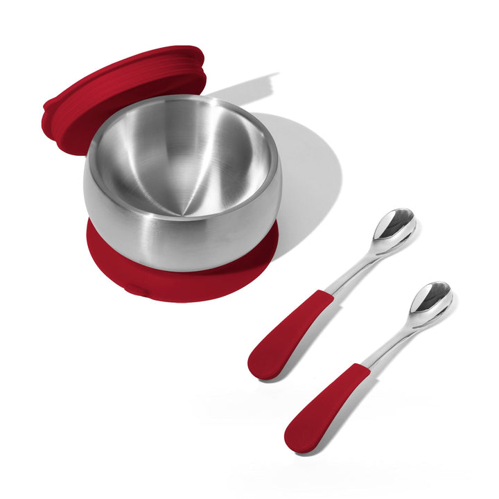 Baby Bowl + Storage Lid + 2 Spoons | Stainless Steel & Silicone
