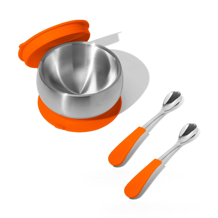 Baby Bowl + Storage Lid + 2 Spoons | Stainless Steel & Silicone