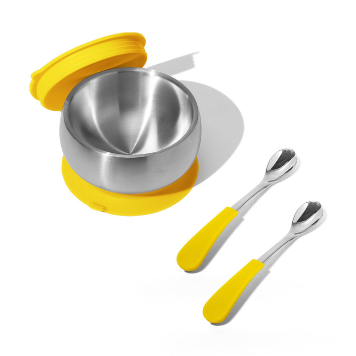 Baby Bowl + Storage Lid + 2 Spoons | Stainless Steel & Silicone