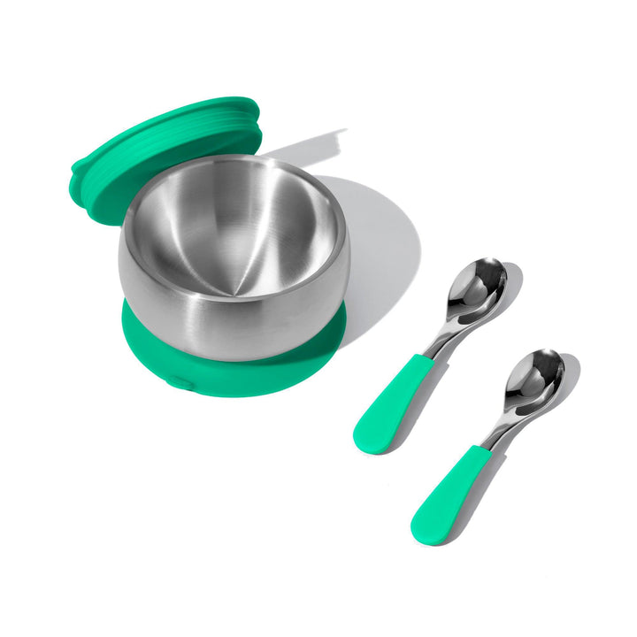 Baby Bowl + Storage Lid + 2 Spoons | Stainless Steel & Silicone