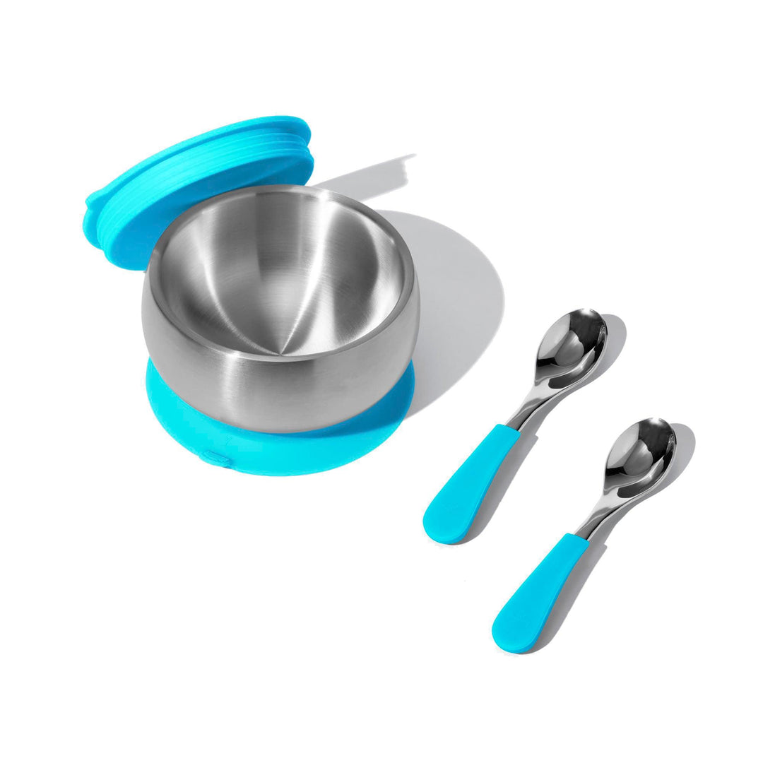 Baby Bowl + Storage Lid + 2 Spoons | Stainless Steel & Silicone