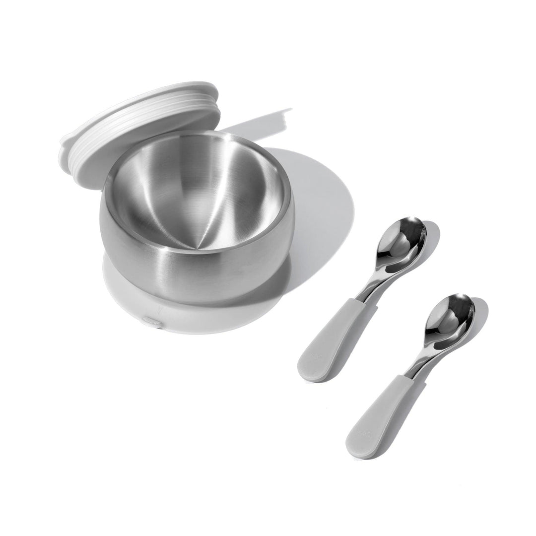 Baby Bowl + Storage Lid + 2 Spoons | Stainless Steel & Silicone