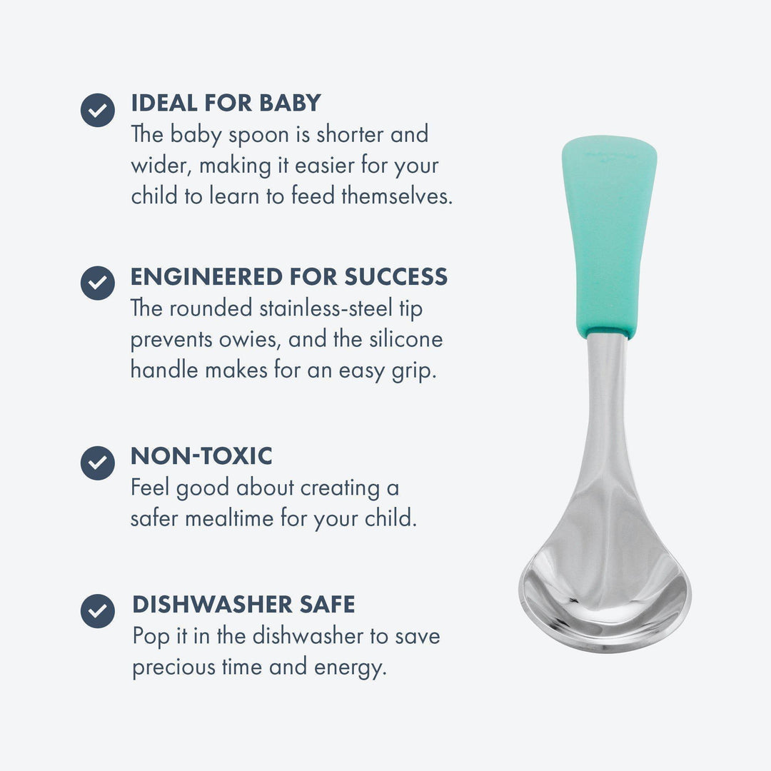 Baby Spoons Regular Scoop | Stainless Steel & Silicone