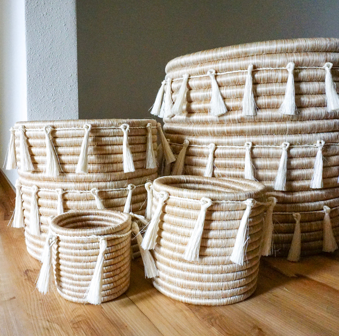 Sutton Woven Storage Basket and Pure Tassel Set