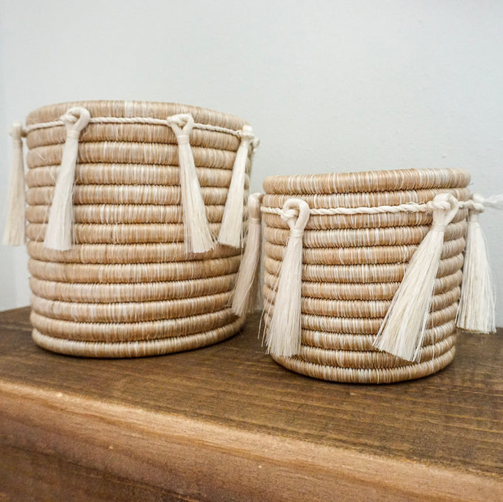 Sutton Woven Storage Basket and Pure Tassel Set