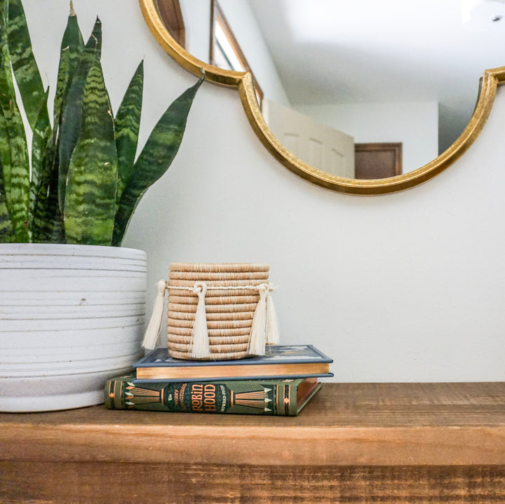 Sutton Woven Storage Basket and Pure Tassel Set